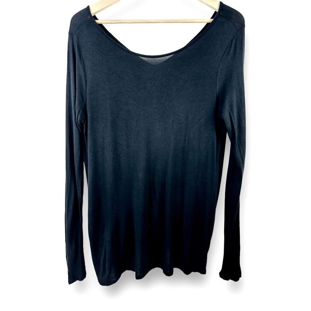 Express One Eleven Women's Size S Long Sleeve Twist Back Top Charcoal Black